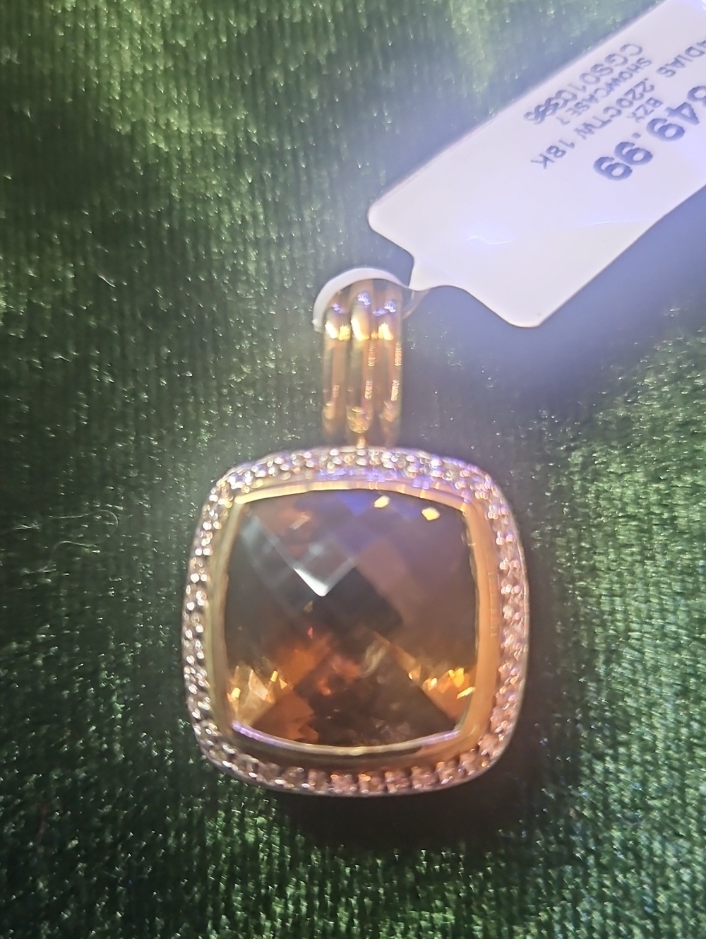 Smoky Quartz Cushion Pendant Necklace